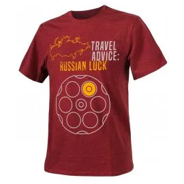 T-Shirt Helikon-Tex Rosyjska Ruletka - Travel Advice: Russian Luck - Bordowa