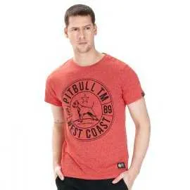 Koszulka Pit Bull Custom Fit Melange Circle Dog - Czerwony Melanż