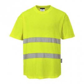 Ostrzegawczy T-shirt z panelami z siatki PORTWEST C394 - Żółty