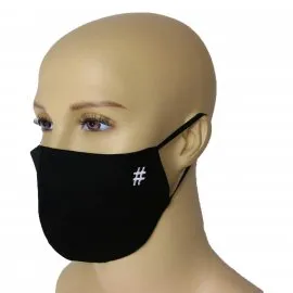 Maska Profilowanna na twarz z haftowanym hashtag - czarna