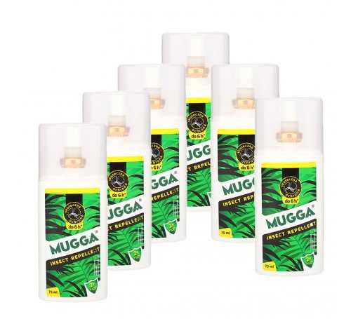 Zestaw 6szt - Repelent Środek na komary kleszcze i inne owady, Mugga spray , 9,4% DEET MUGGA.75x6 5411649080516
