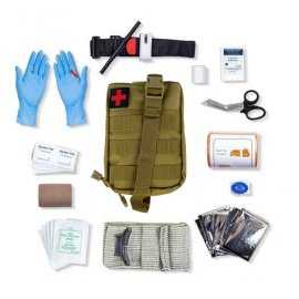 Apteczka Wojskowa Coyote 13-elementowy Plecak Taktyczny HEL002 Pakiet Medyczny - Staza, Bandaż Izraelski, Opatrunki, Koc Ratunkowy