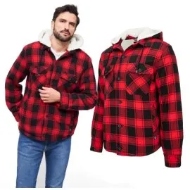 Kurtka Brandit Lumber Jacket Hooded Red/Black Checkered