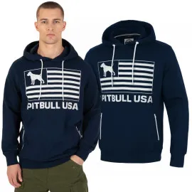 Bluza z kapturem Pit Bull Cotton Terry Pitbull USA '23 - Granatowa