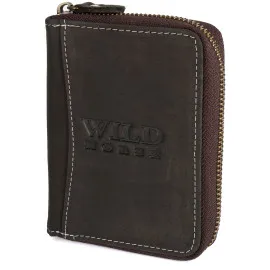 Męski portfel skórzany  Wild Horse 06 brązowy z przeszyciami