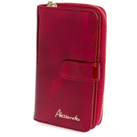 Damski portfel skórzany Alessandro Paoli AP 68-17 czerwony 