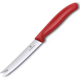 Nóż kuchenny Victorinox ząbkowane ostrze do sera 11 cm,czerwony