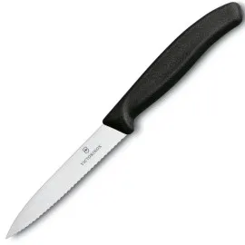 Nóż kuchenny Victorinox do jarzyn, ząbkowany, 10 cm, czarny