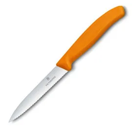 Nóż kuchenny Victorinox do jarzyn, ząbkowany, 10 cm, pomarańczowy