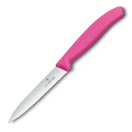 Nóż kuchenny Victorinox do jarzyn, ząbkowany, 10 cm, różowy