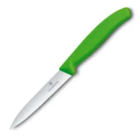 Nóż kuchenny Victorinox do jarzyn, ząbkowany, 10 cm, zielony