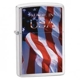 Zapalniczka ZIPPO Made in USA Flag, Brushed Chrome