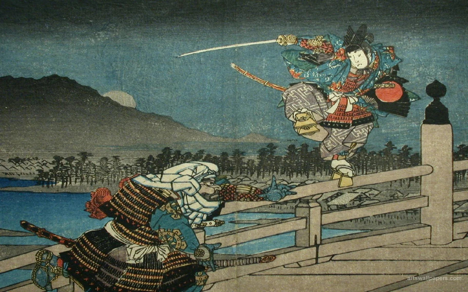 Walczący samurajowie obraz